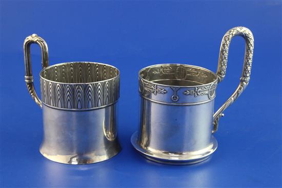 Two early 20th century Russian 84 zolotnik silver cups, 10.5 oz.